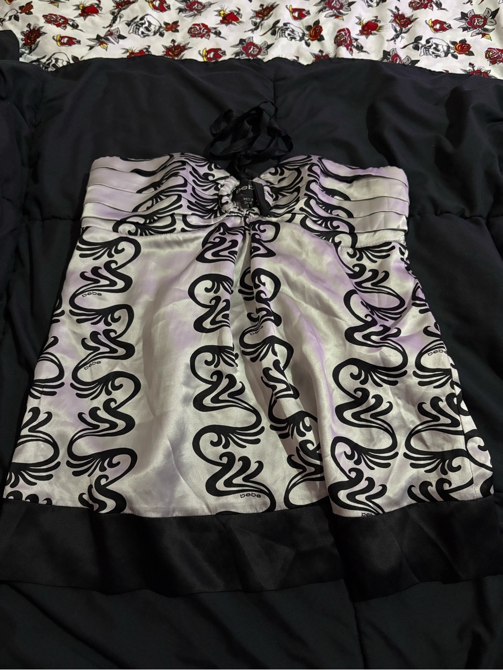 bebe Black and White Smocked